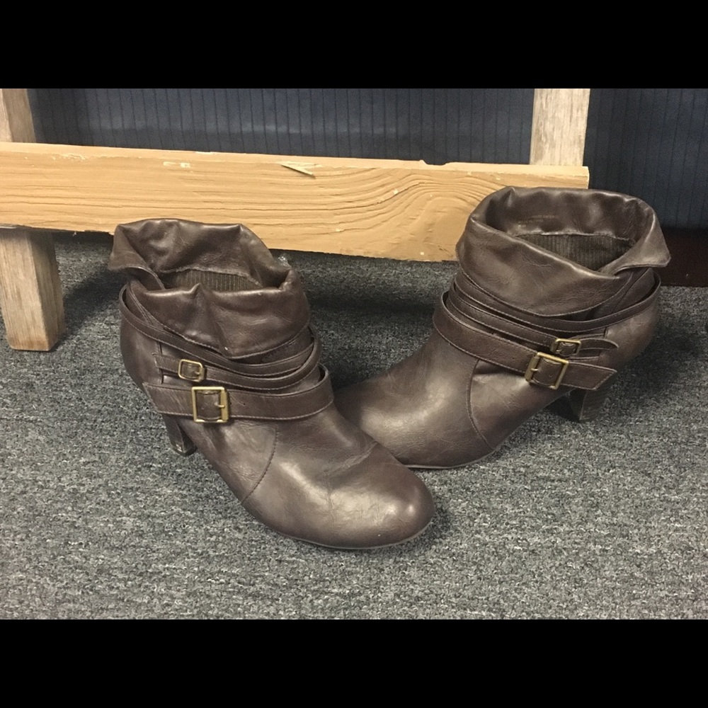 Brown booties.